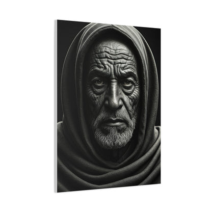 Hooded Elder with Timeless Expression Wall Art & Canvas Prints