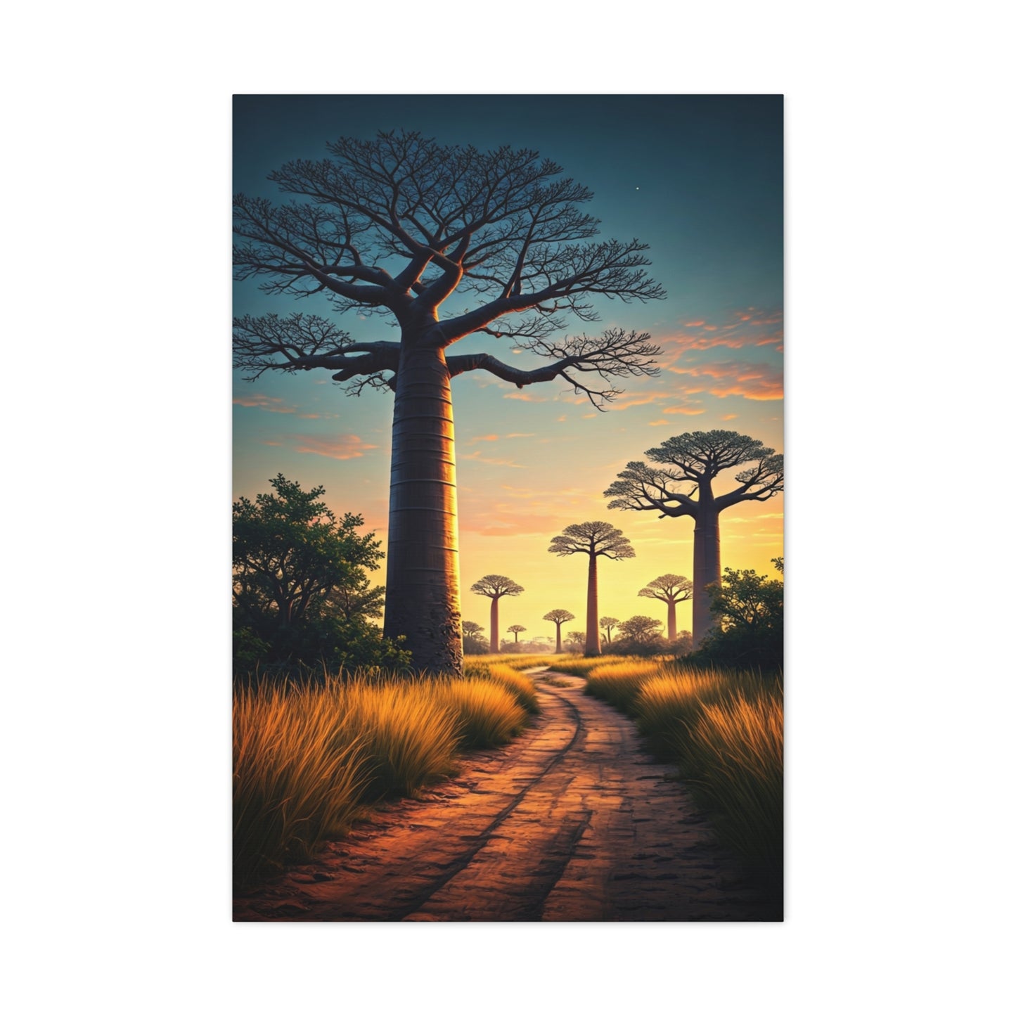 Lone Acacia Under the Cosmic Sky Wall Art & Canvas Prints