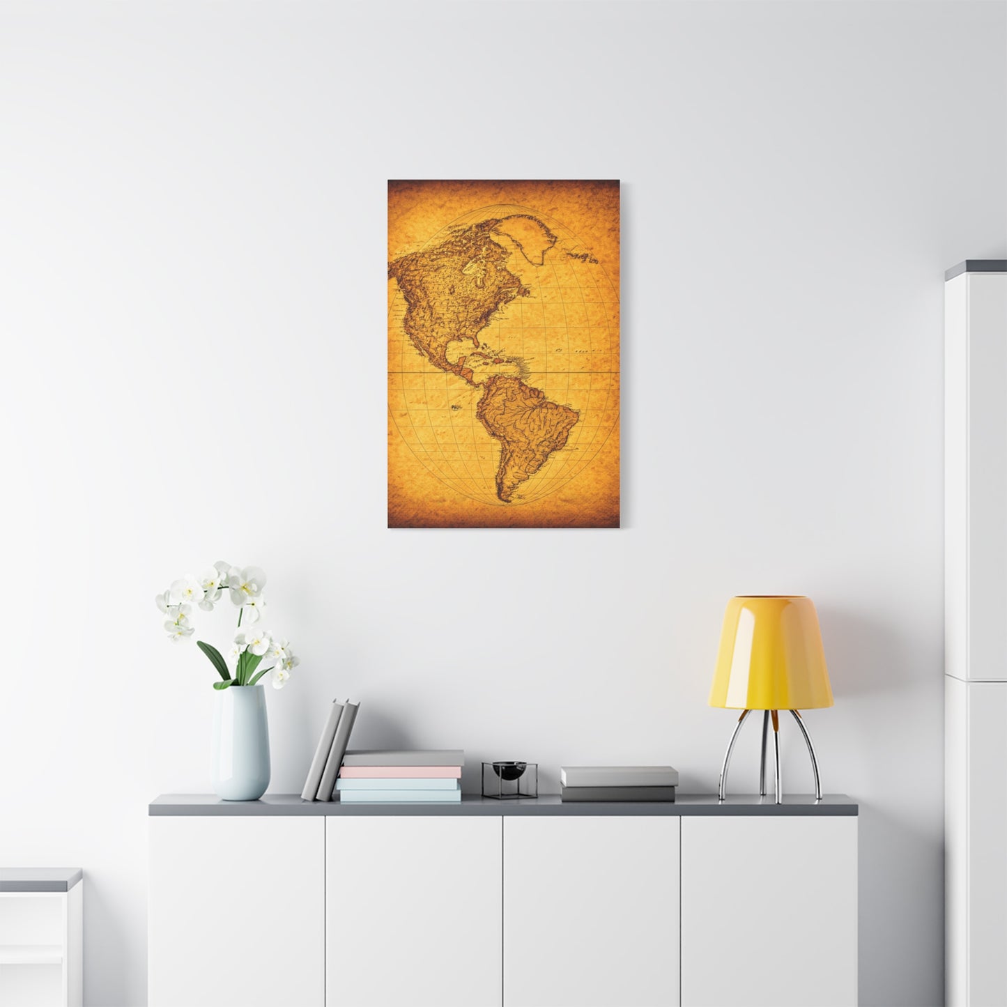 Minimal Vintage World Silhouette Map Wall Art & Canvas Prints