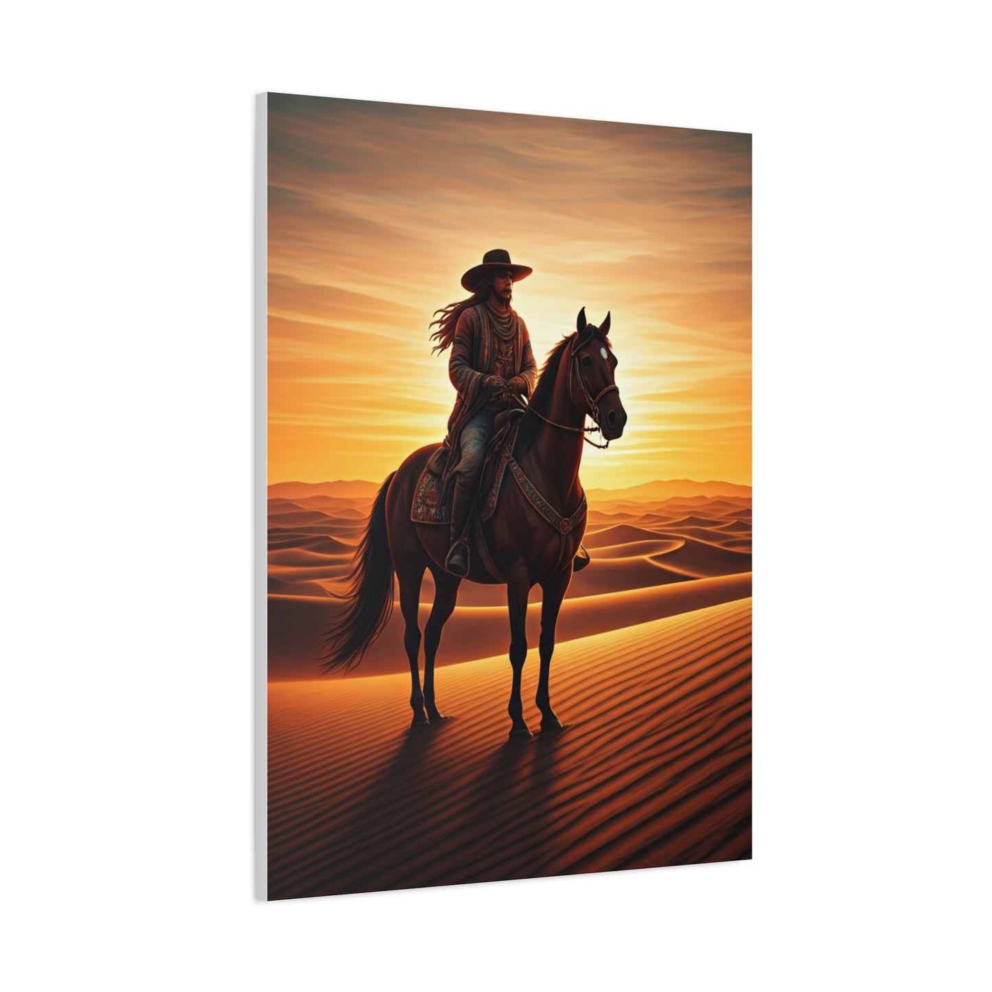 Desert Rider at Golden Sunset Wall Art & Canvas Prints