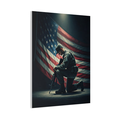 Kneeling Soldier Prayer Tribute Wall Art & Canvas Prints