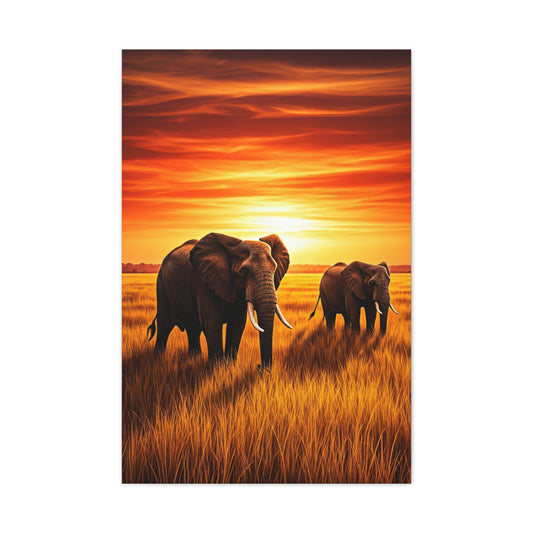 Elephant Herd at Sunset Plains Wall Art & Canvas Prints