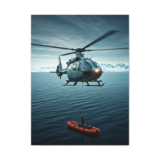 Arctic Rescue Helicopter Scene Wall Art & Canvas Print