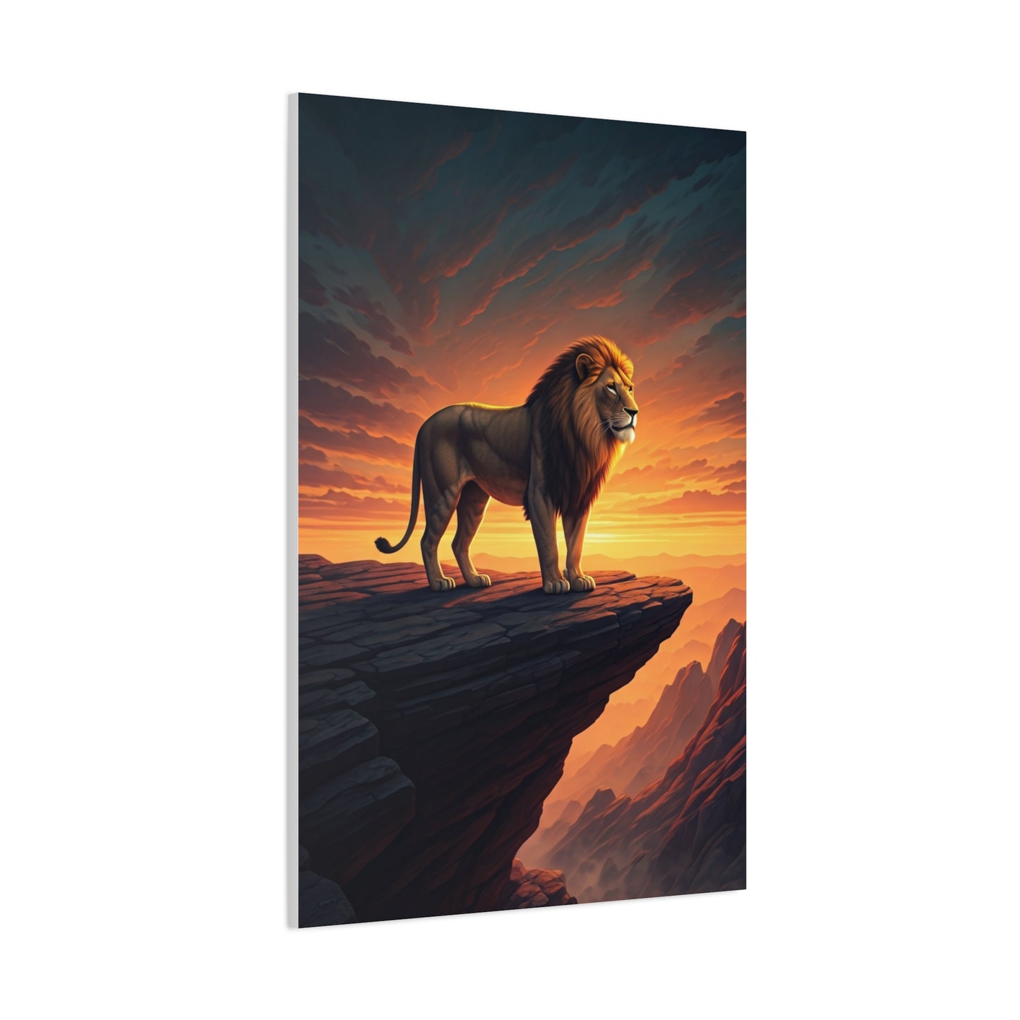Lion King on Cliff at Sunset Wall Art & Canvas Prints