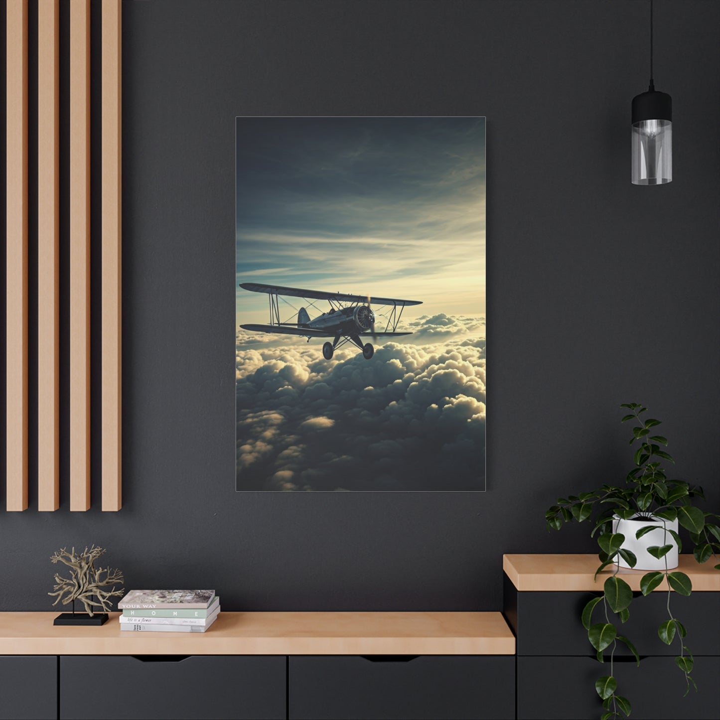 High-Altitude Biplane Above the Clouds Wall Art & Canvas Prints