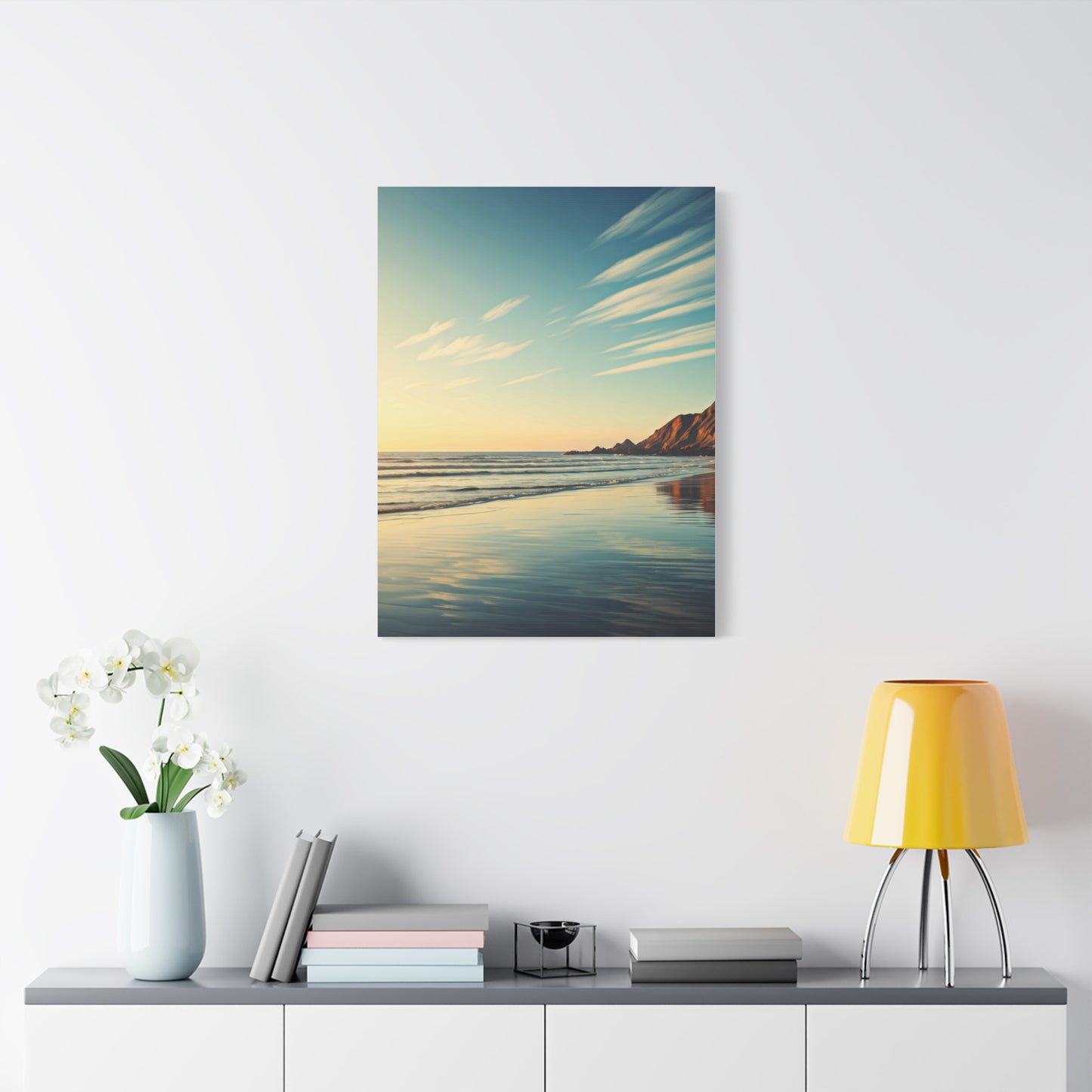 Golden Shoreline Reflection Beach Wall Art & Canvas Prints