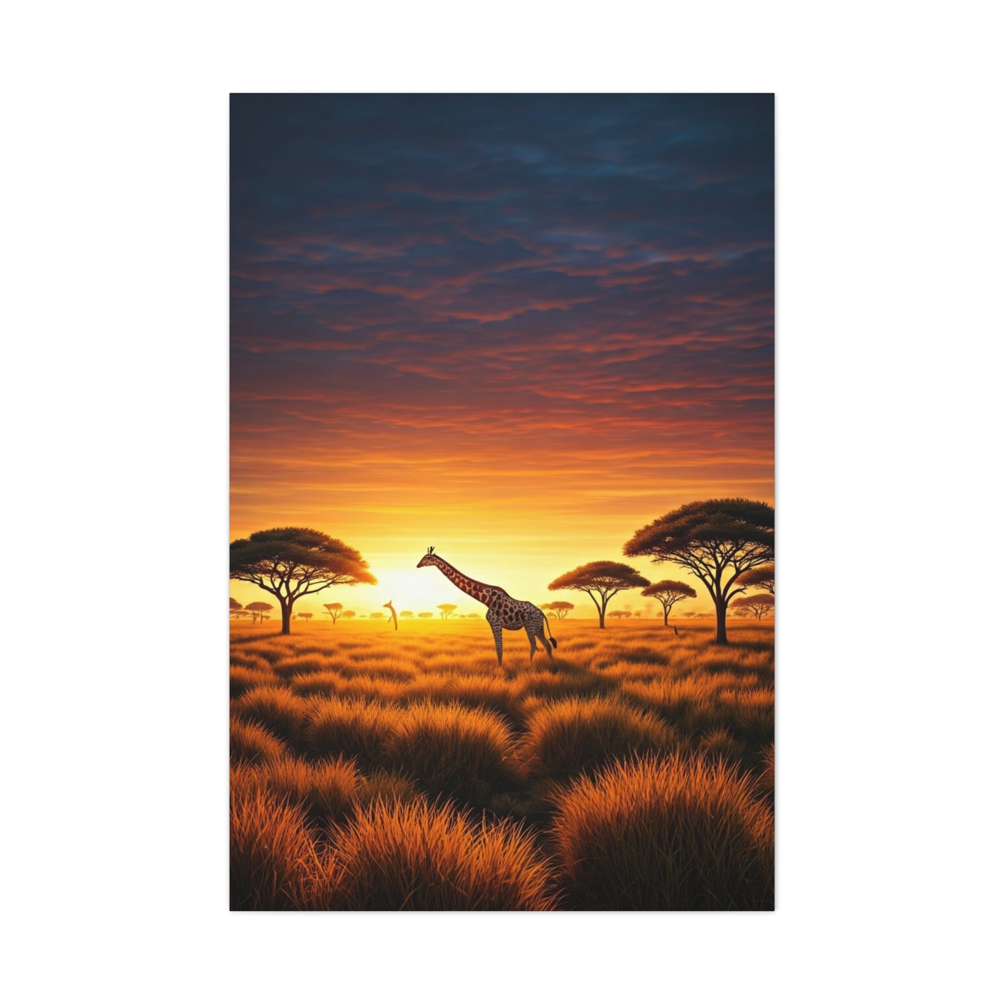 Savannah Giraffe Sunset Silhouette Wall Art & Canvas Prints