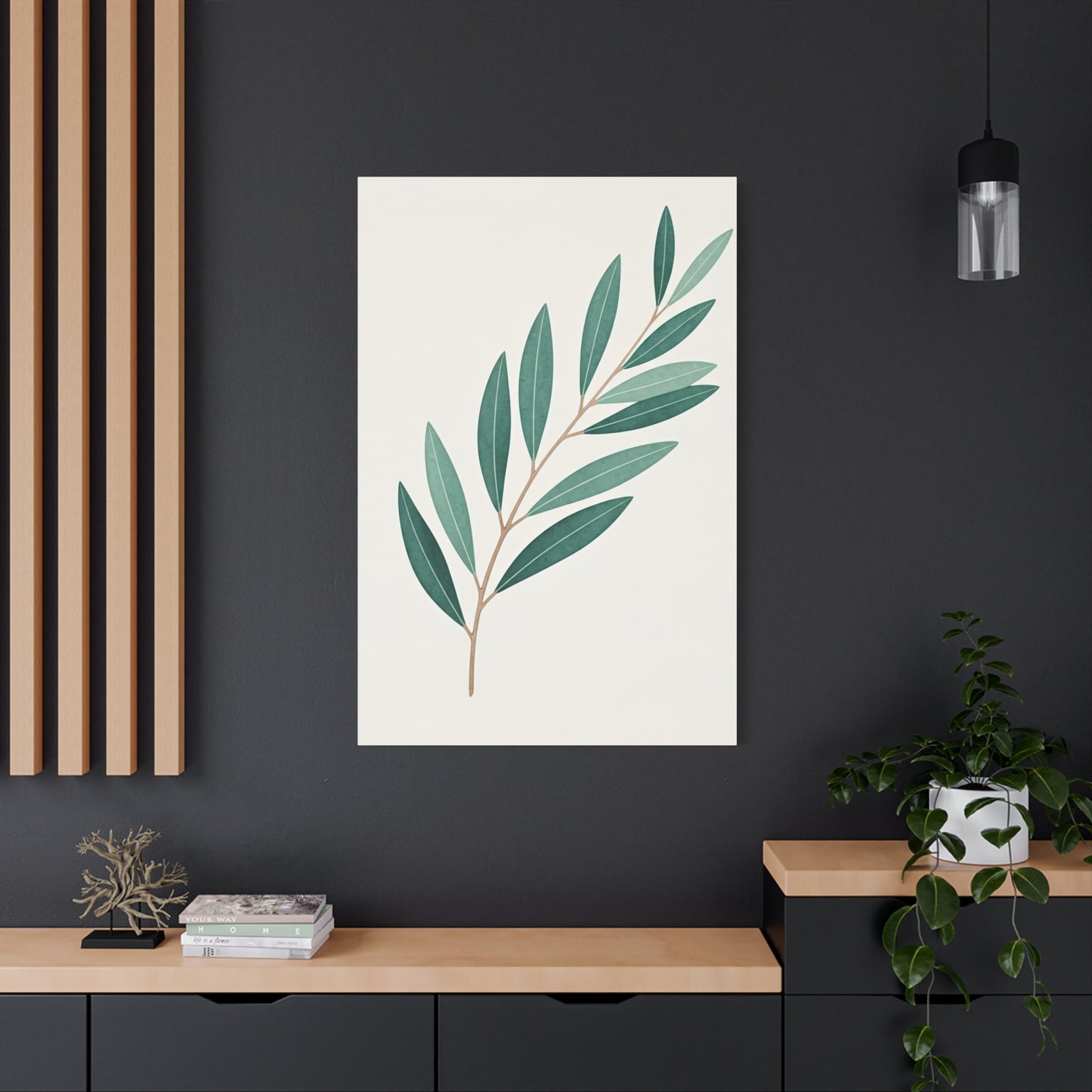 Elegant Olive Branch Illustration Wall Art & Canvas Prints