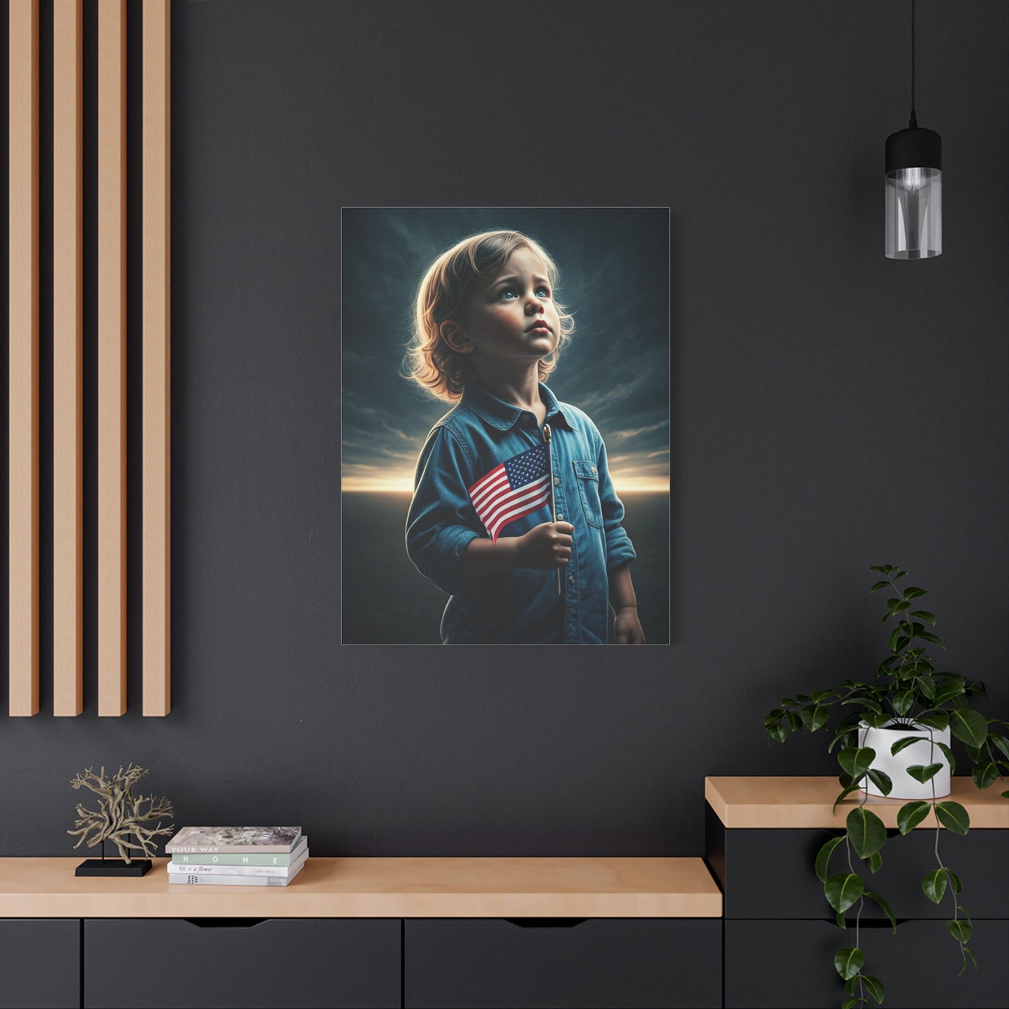 Child Holding Flag of Promise Wall Art & Canvas Prints