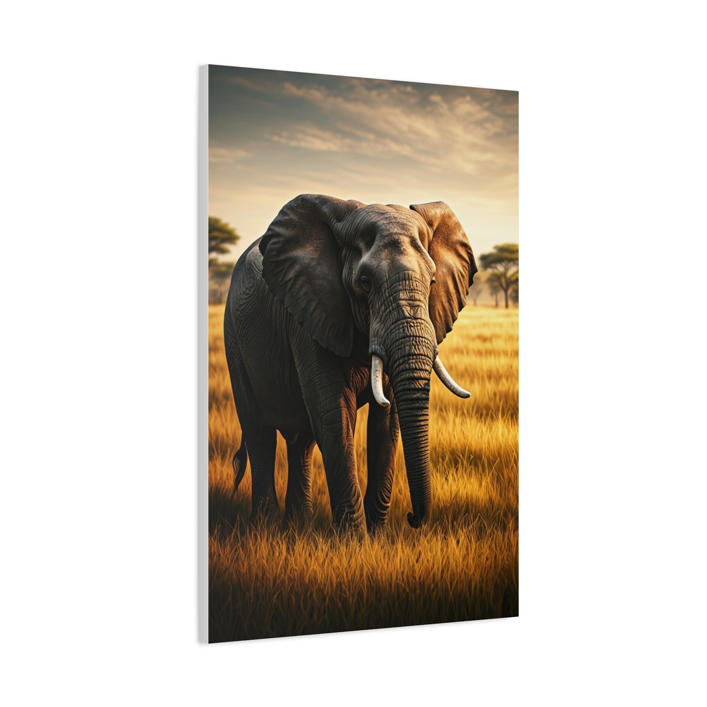 Majestic Elephant in Golden Grasslands Wall Art & Canvas Prints