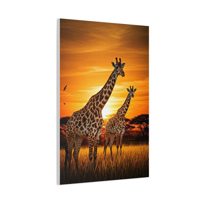 Giraffe Family at Golden Sunset Wall Art & Canvas Prints
