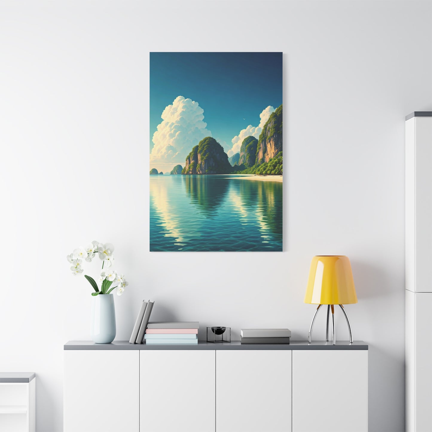 Emerald Lagoon Cliff Reflection Wall Art & Canvas Prints