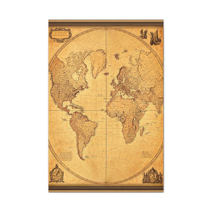 Antique Oval World Atlas Map Wall Art & Canvas Prints