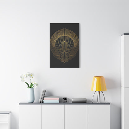 Deco Halo Emblem Black & Gold Wall Art & Canvas Prints