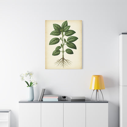 Basil Plant Herbal Illustration Wall Art & Canvas Prints