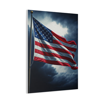 American Flag Against Stormy Skies Wall Art & Canvas Prints