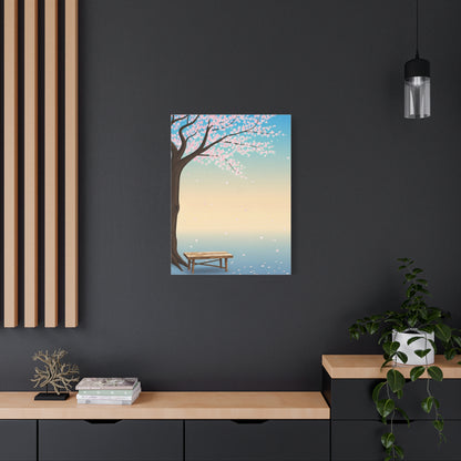 Minimal Sakura Tree With Bench Spring Serenity Wall Art & Canvas Prints
