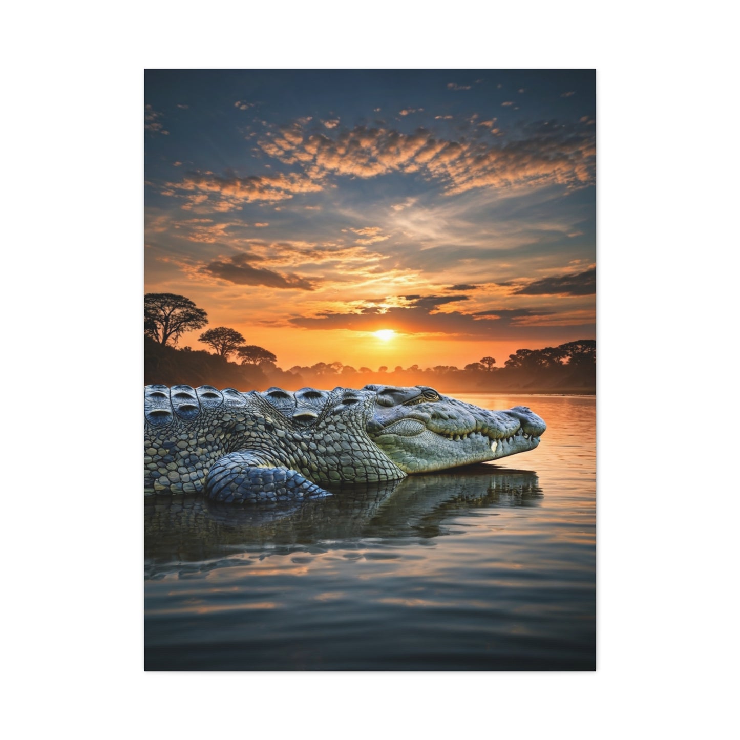 Crocodile Sunset Waterscape Wall Art & Canvas Prints