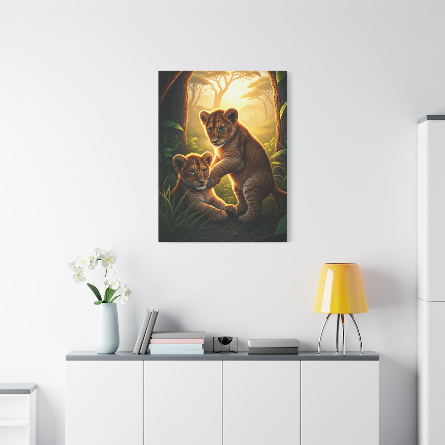 Lion Cubs in the Jungle Glow Wall Art & Canvas Prints