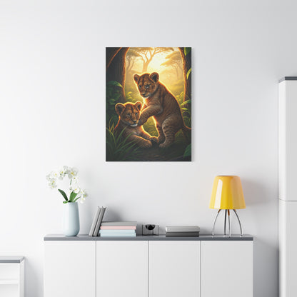 Lion Cubs in the Jungle Glow Wall Art & Canvas Prints