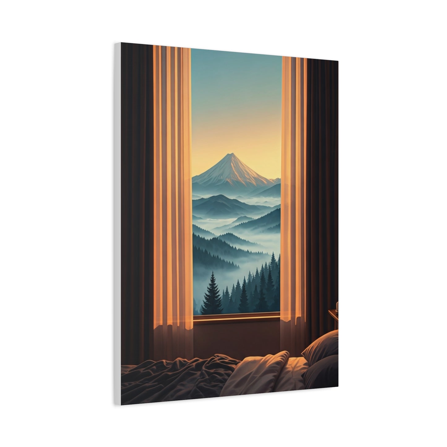 Mountain View Through Window Tranquil Interior Wall Art & Canvas Prints