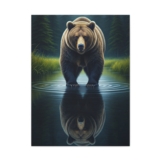 Brown Bear Reflection in Forest Water Wall Art & Canvas Prints