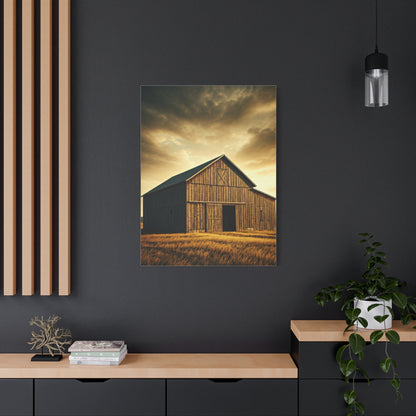 Golden Harvest Barn at Dusk Wall Art & Canvas Prints
