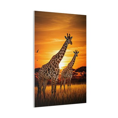 Giraffe Family at Golden Sunset Wall Art & Canvas Prints