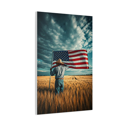 American Flag Over Golden Fields Wall Art & Canvas Prints