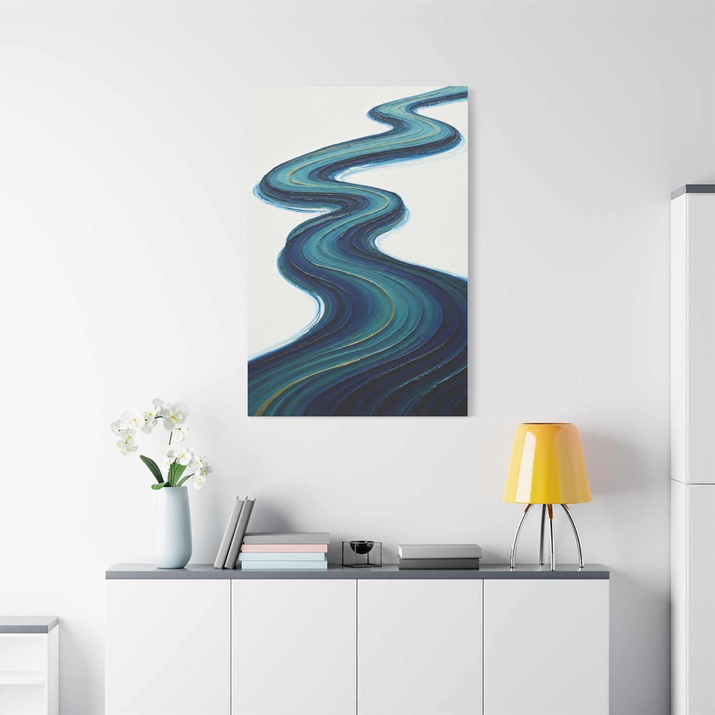 Serene Teal River Abstract Wall Art & Canvas Prints