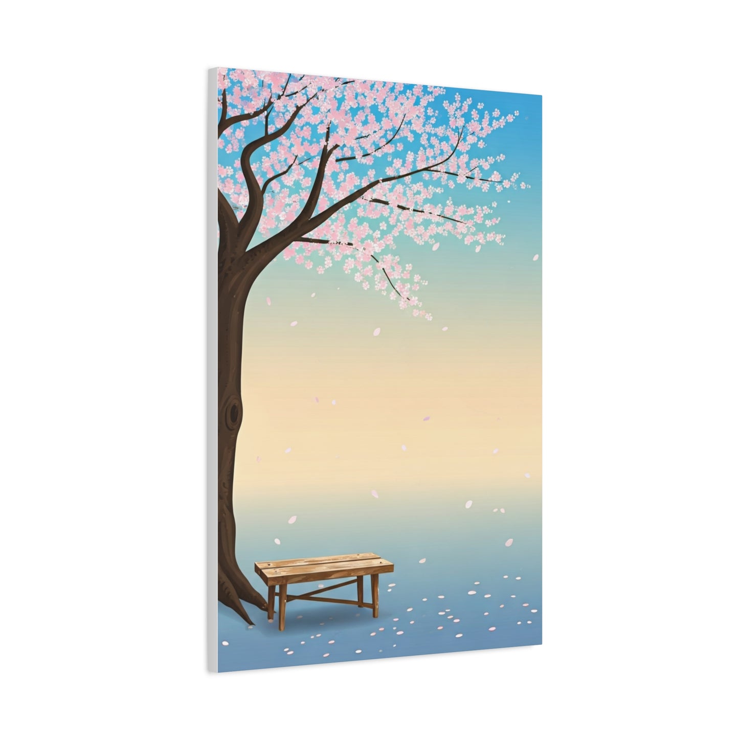 Minimal Sakura Tree With Bench Spring Serenity Wall Art & Canvas Prints