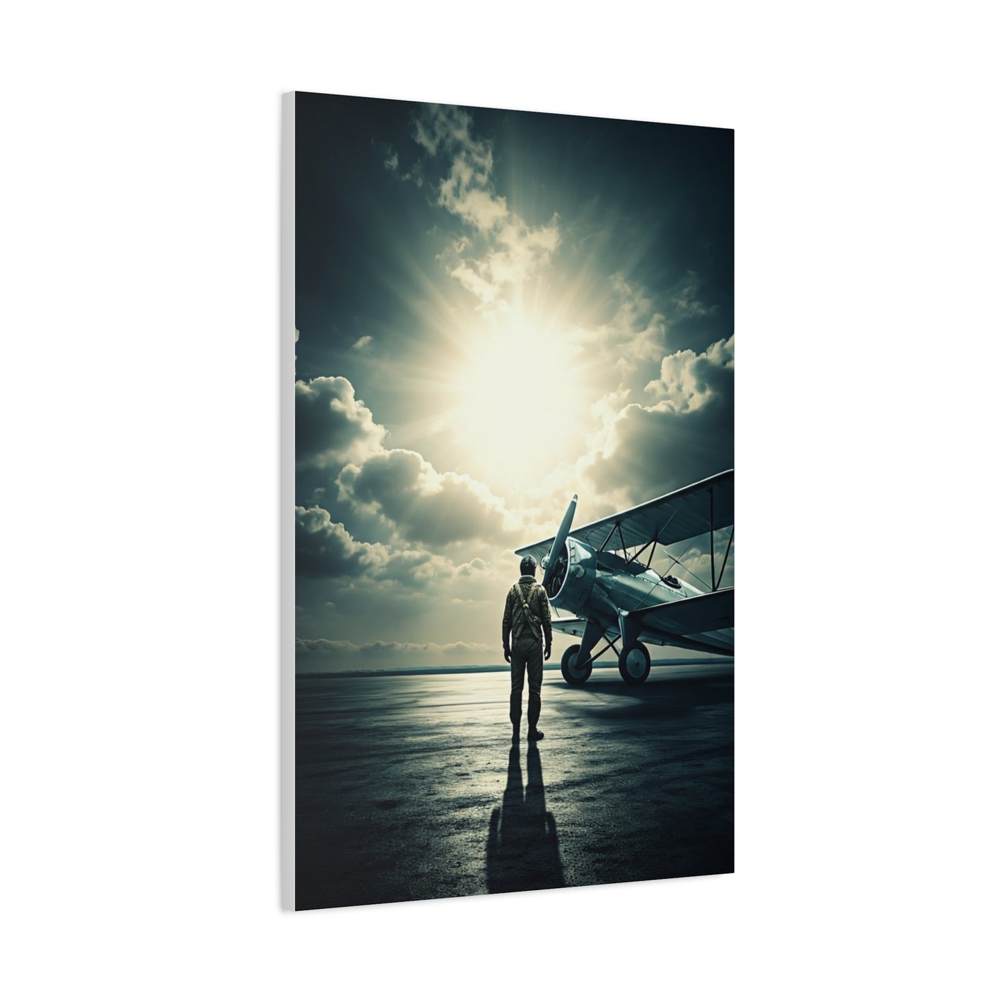 Lone Pilot and Aircraft Reflection Wall Art & Canvas Prints