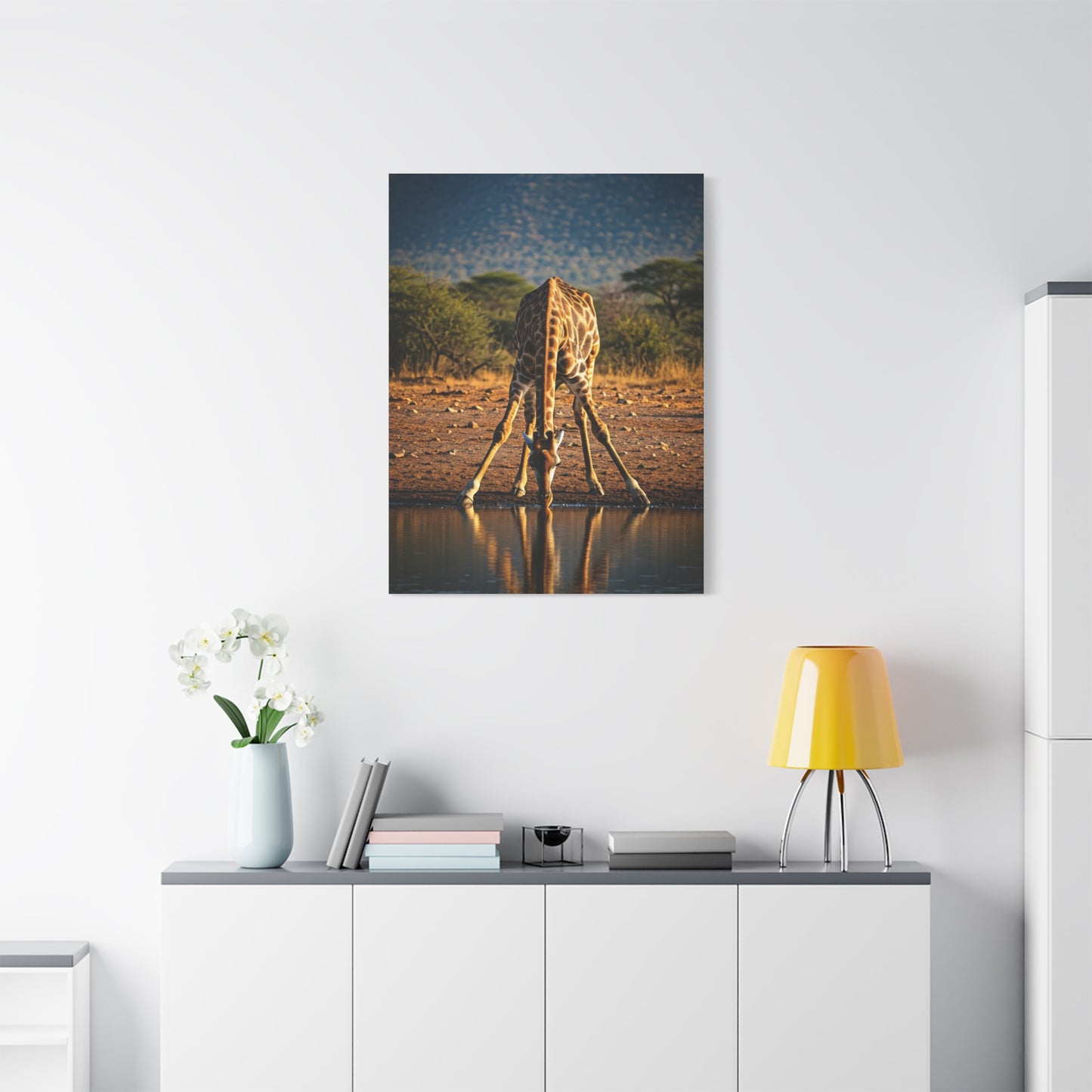 Giraffe Reflection Safari Serenity Wall Art & Canvas Prints
