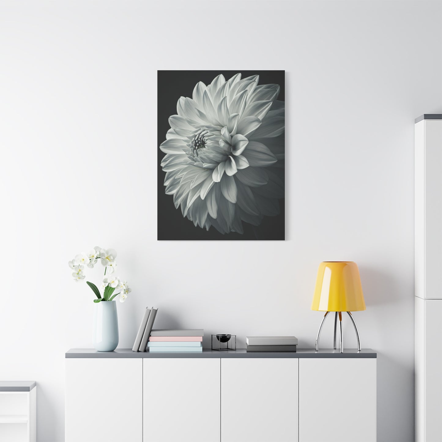 Silver Dahlia Blossom Wall Art & Canvas Prints