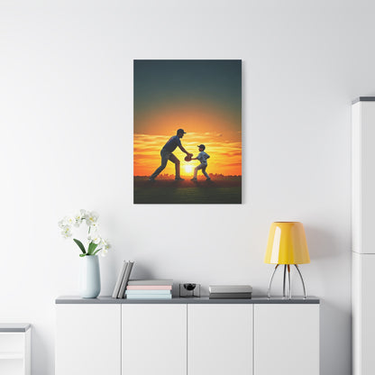 Father and Child Baseball Sunset Moment Wall Art & Canvas Prints