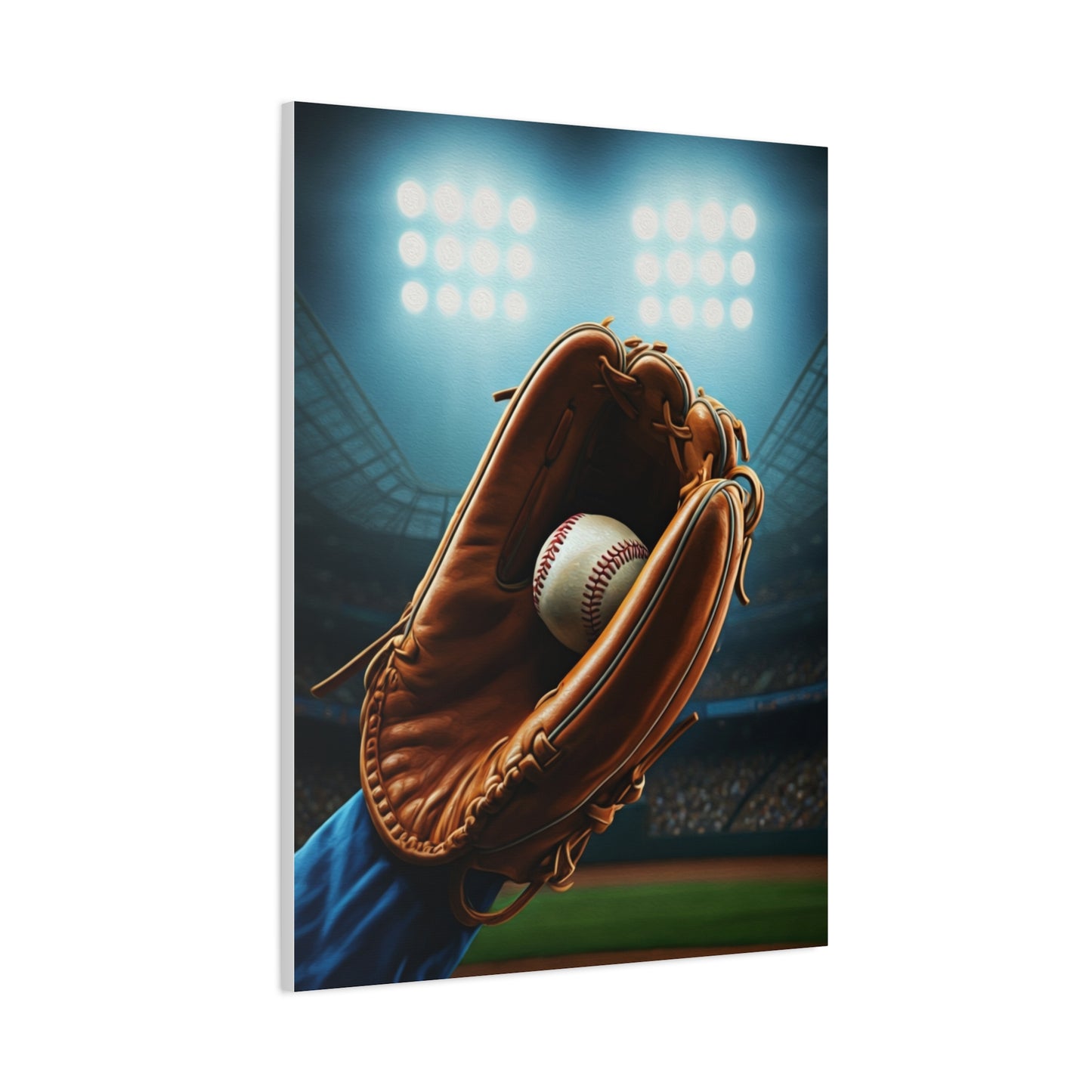 Baseball Glove Catch Under Stadium Lights Wall Art & Canvas Prints