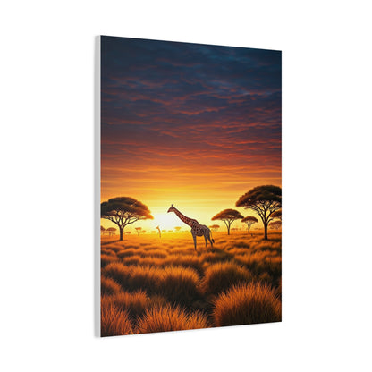 Savannah Giraffe Sunset Silhouette Wall Art & Canvas Prints