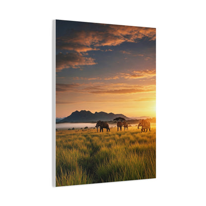 Golden Savanna Elephant Journey Wall Art & Canvas Prints