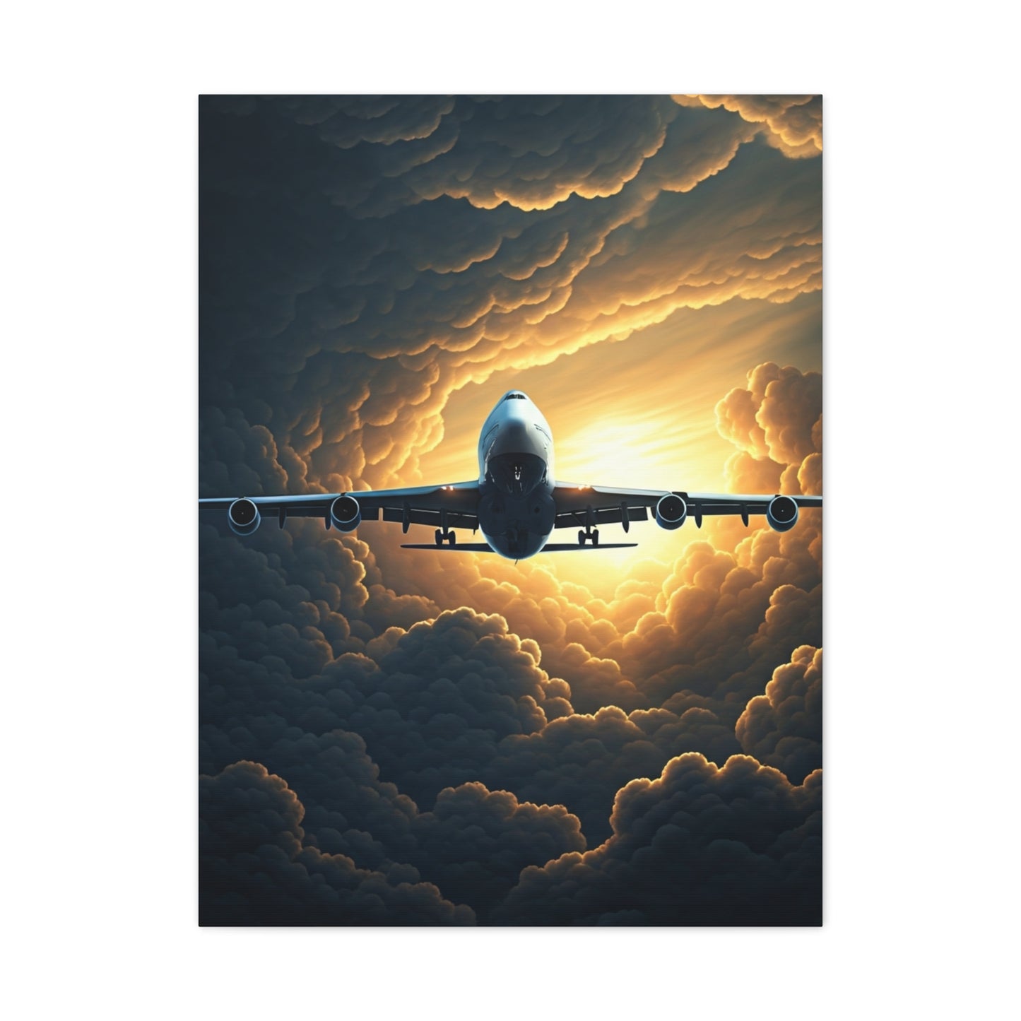 Golden Cloud Break Airplane Wall Art & Canvas Prints