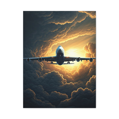 Golden Cloud Break Airplane Wall Art & Canvas Prints
