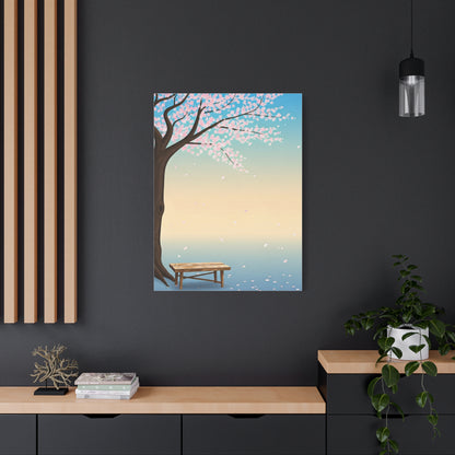 Minimal Sakura Tree With Bench Spring Serenity Wall Art & Canvas Prints