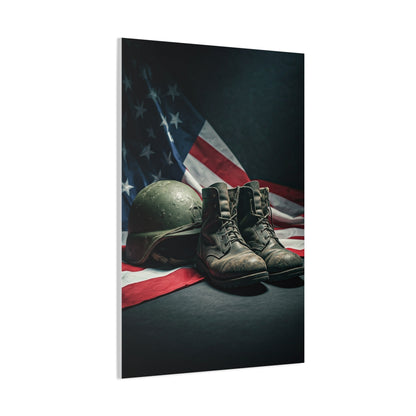 Battlefield Helmet and Boots Tribute Wall Art & Canvas Prints.