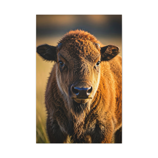 Young Plains Bison Calf Portrait Wall Art & Canvas Print