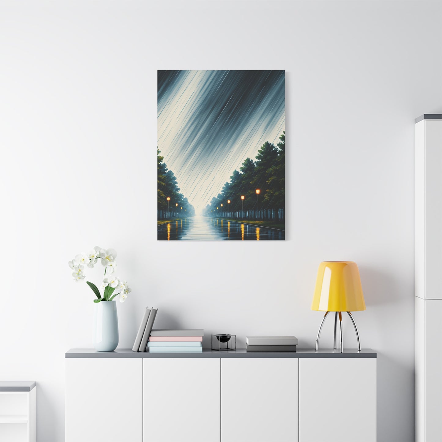 Night Avenue Light Flow Wall Art & Canvas Prints