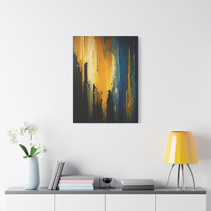 Vertical Gold and Blue Abstract Wall Art & Canvas Prints