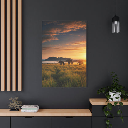 Golden Savanna Elephant Journey Wall Art & Canvas Prints