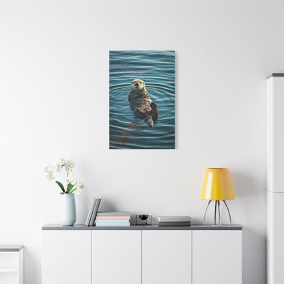 Otter Floating on Water Wall Art & Canvas Prints