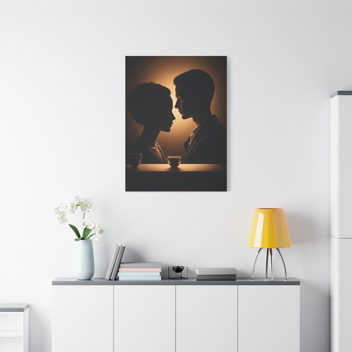 Intimate Silhouettes at Candlelit Table Wall Art & Canvas Prints