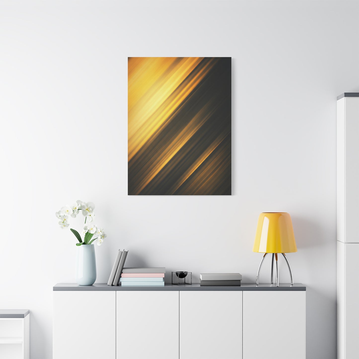 Golden Shadow Streaks Abstract Wall Art & Canvas Prints