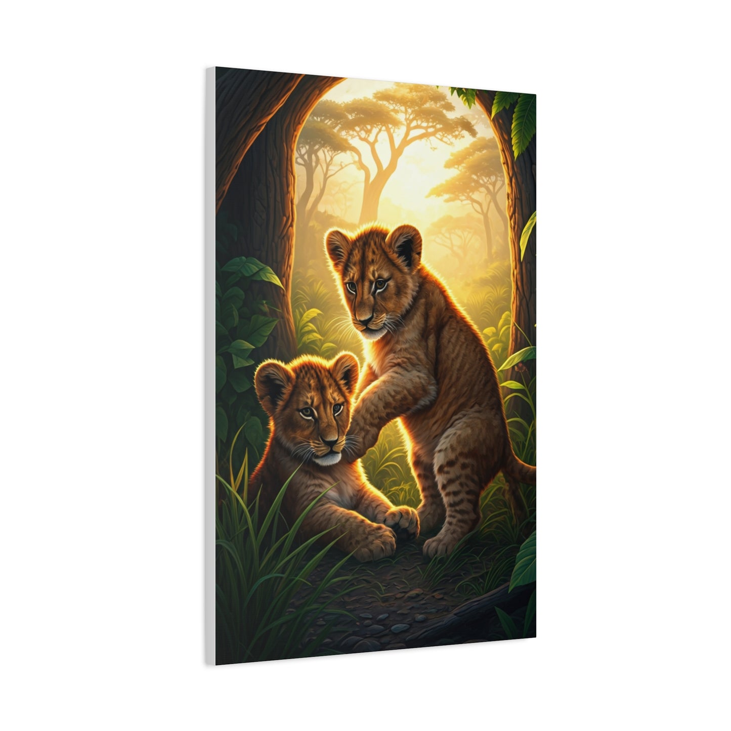 Lion Cubs in the Jungle Glow Wall Art & Canvas Prints